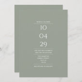 Minimalistische Sage Groene Bruiloft Datum QR Code Kaart (Voorkant / Achterkant)