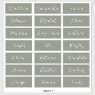 Minimalistische Sage Groene Bruiloft Gast Namen La Sticker