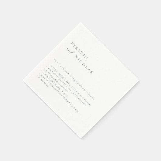 Minimalistische Sage Groene Bruiloft Leuke Feiten  Servet (Hoek)