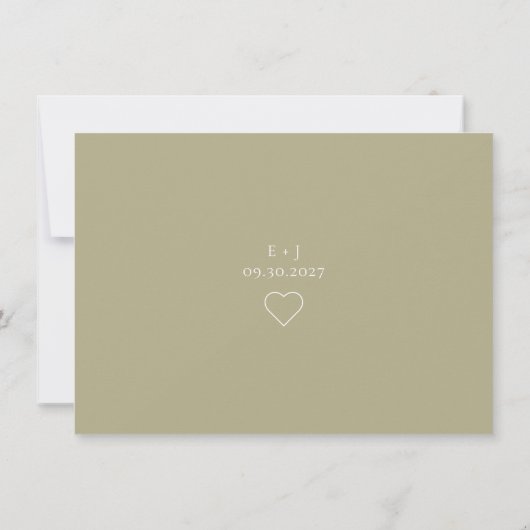 Minimalistische Sage Groene Bruiloft Save The Date Kaart (Achterkant)