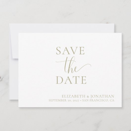 Minimalistische Sage Groene Bruiloft Save The Date Kaart (Voorkant)