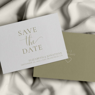 Minimalistische Sage Groene Bruiloft Save The Date Kaart