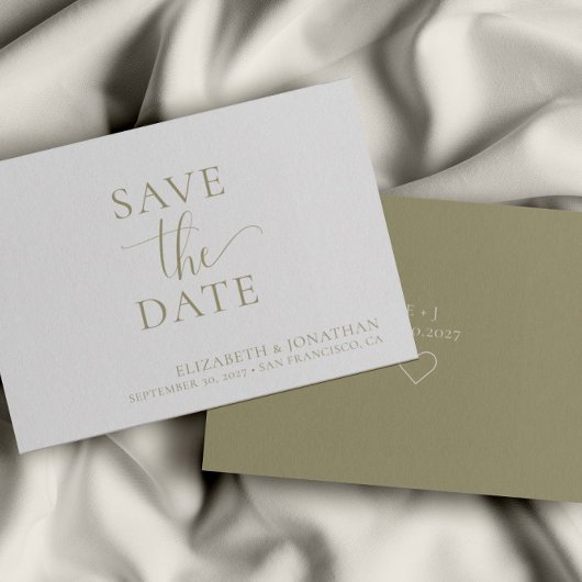 Minimalistische Sage Groene Bruiloft Save The Date Kaart