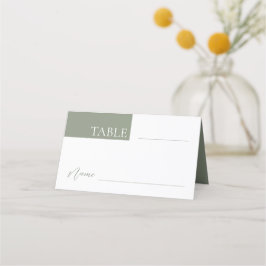 Minimalistische Sage Groene Bruiloft Tafel Nummer Plaatskaartje