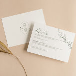 Minimalistische Sage Groene Elegante Bruiloft Deta Informatiekaartje<br><div class="desc">Minimalistische Sage Green Elegant Wedding Details Behuizing Kaart. Monogram aan de achterkant.</div>