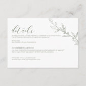 Minimalistische Sage Groene Elegante Bruiloft Deta Informatiekaartje (Voorkant)