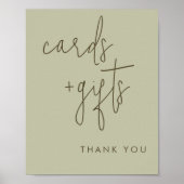 Minimalistische Sage Groene Kaarten en Cadeaubordj Poster (Voorkant)