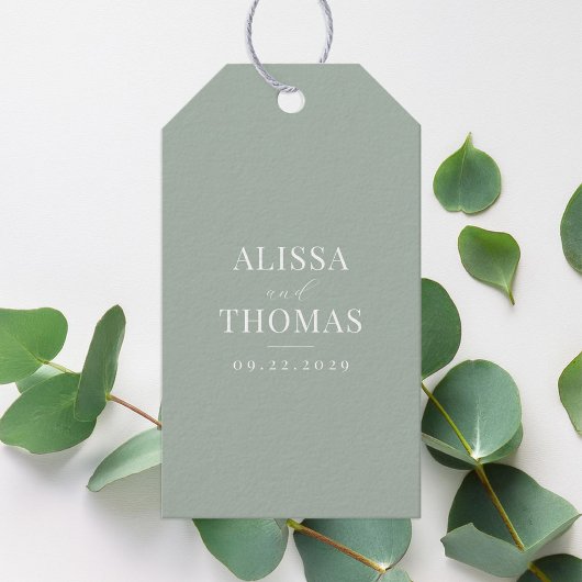Minimalistische Sage Groene Moderne Bruiloft Cadeaulabel