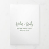 Minimalistische Sage Groene Moderne Bruiloft Drieluik Uitnodiging (Cover)