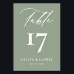 Minimalistische Sage Groene Moderne Bruiloft Kaart<br><div class="desc">Verhoog uw huwelijksreceptie met onze minimalistische zwart-wit moderne huwelijkstafelnummers, een slanke en stijlvolle toevoeging die het moderne design naadloos combineert met tijdloze elegantie. Elk tabelnummer in dit collectie heeft een minimalistisch zwart-wit kleurenschema, wat verfijning en veelzijdigheid uitstraalt als aanvulling op elk huwelijksthema of kleurenpalet. Deze met precisie vervaardigde tabelnummers beschikken...</div>