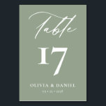 Minimalistische Sage Groene Moderne Bruiloft Kaart<br><div class="desc">Verhoog uw huwelijksreceptie met onze minimalistische zwart-wit moderne huwelijkstafelnummers, een slanke en stijlvolle toevoeging die het moderne design naadloos combineert met tijdloze elegantie. Elk tabelnummer in dit collectie heeft een minimalistisch zwart-wit kleurenschema, wat verfijning en veelzijdigheid uitstraalt als aanvulling op elk huwelijksthema of kleurenpalet. Deze met precisie vervaardigde tabelnummers beschikken...</div>