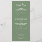 Minimalistische Sage Groene Moderne Bruiloft Menu (Voorkant)