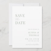 Minimalistische Sage Groene Moderne Bruiloft Save The Date (Voorkant)