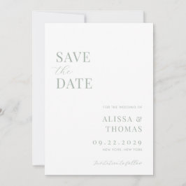 Minimalistische Sage Groene Moderne Bruiloft Save The Date