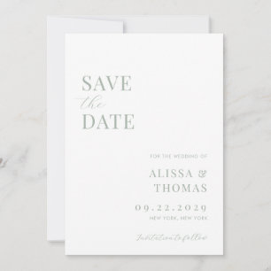 Minimalistische Sage Groene Moderne Bruiloft Save The Date