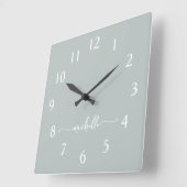 Minimalistische Sage Groene Monogram Initialen Scr Vierkante Klok (Hoek)