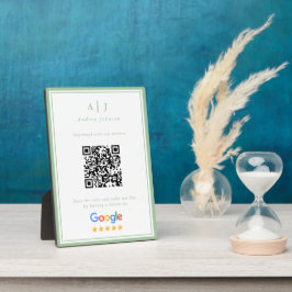 Minimalistische Sage Groene Monogram Review Link Q Fotoplaat