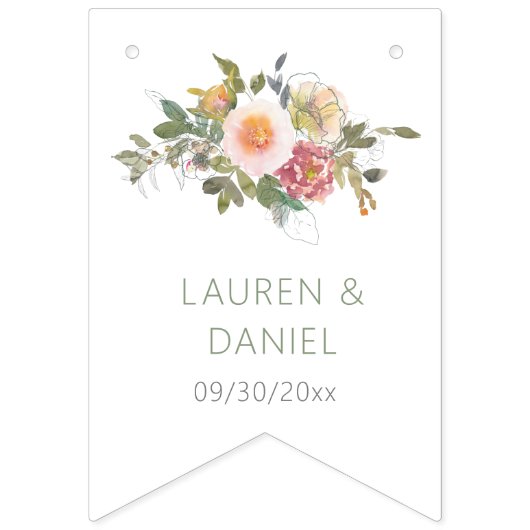 Minimalistische Sage Groene Namen Bruiloft Vlaggetjes (Tweede vlag)