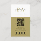 Minimalistische Sage Groene Neutrale QR Code Boho  Visitekaartje (Achterkant)