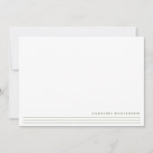 Minimalistische Sage Lines Gepersonaliseerde Stati Notitiekaartje (Voorkant)