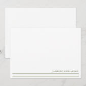 Minimalistische Sage Lines Gepersonaliseerde Stati Notitiekaartje (Voorkant / Achterkant)