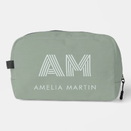 Minimalistische Sage Matcha Groene Monogram Toilettasje