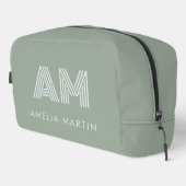 Minimalistische Sage Matcha Groene Monogram Toilettasje (Rechterhoek)