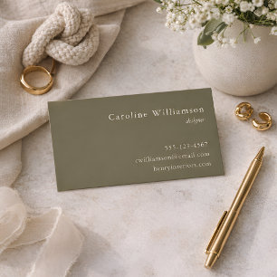 Minimalistische Sage Olijfgroen Elegant Profession Visitekaartje
