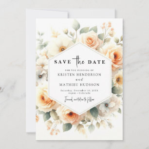 Minimalistische Sage Peach bruiloft Save The Date