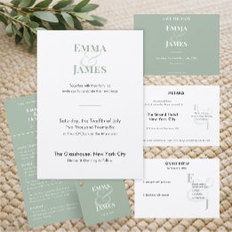 Minimalistische Sage Small 2 RSVP-kaart | QR-code RSVP Kaartje