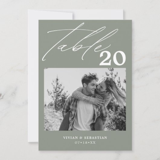 Minimalistische Sage Trouwtafel Aantal Afbeeldinge Aankondiging (Voorkant)