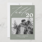 Minimalistische Sage Trouwtafel Aantal Afbeeldinge Aankondiging (Achterkant)