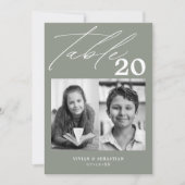 Minimalistische Sage Trouwtafel nummer twee Afbeel Aankondiging (Voorkant)