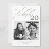 Minimalistische Sage Trouwtafel nummer twee Afbeel Aankondiging (Voorkant)