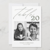 Minimalistische Sage Trouwtafel nummer twee Afbeel Aankondiging (Achterkant)