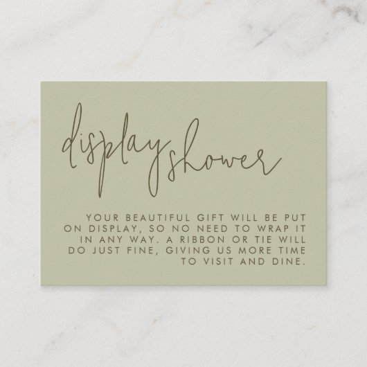 Minimalistische Sage Vrijgezellenfeest Display Dou Informatiekaartje (Voorkant)