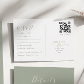 Minimalistische Sage Wedding RSVP Kaart QR-code