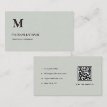 Minimalistische Sagegroene Zakelijke Monogram QR C