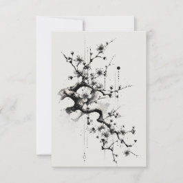 Minimalistische Sakura Inktbloesem Bedankkaart