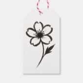 Minimalistische Sakura – Inktborstel Cherry Blosso Cadeaulabel (Voorkant)