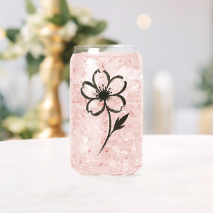 Minimalistische Sakura – Inktkwast Kersenbloesem o Blikvorm Glas