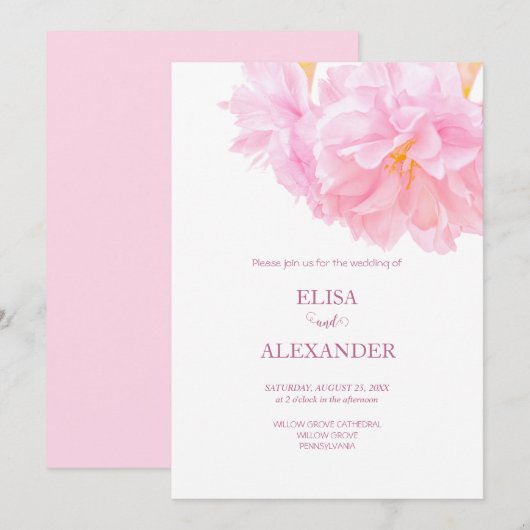 Minimalistische Sakura-kersbloesem Bruiloft Kaart (Voorkant / Achterkant)
