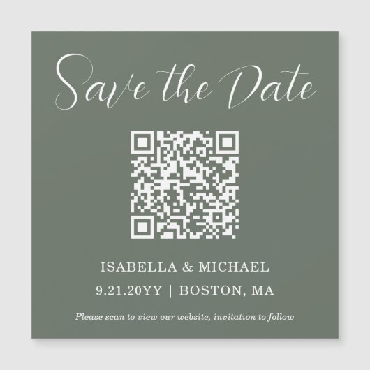 Minimalistische salie | De datum opslaan | QR-code (Voorkant)