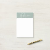Minimalistische salie groen en wit Aangepaste naam Post-it® Notes (Op bureau)