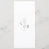 Minimalistische salie groen moderne boho bruiloft  menu (Achterkant)