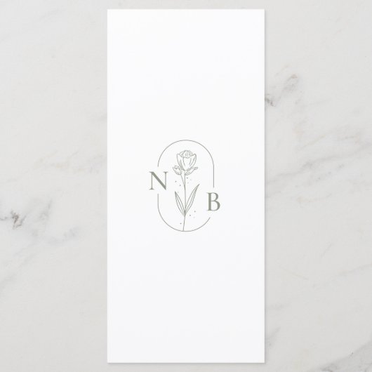 Minimalistische salie groen moderne boho bruiloft menu (Achterkant)