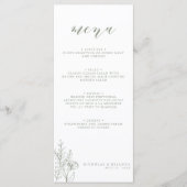 Minimalistische salie groen moderne boho bruiloft menu (Voorkant)
