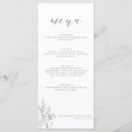 Minimalistische salie groen moderne boho bruiloft  menu