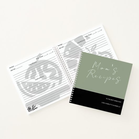 MINIMALISTISCHE SALIE GROEN ZWART MAM'S RECEPT KOO NOTITIEBOEK (Binnen)