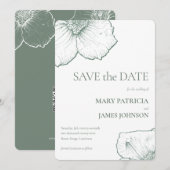 Minimalistische salie groene bloem moderne bruilof save the date (Voorkant / Achterkant)